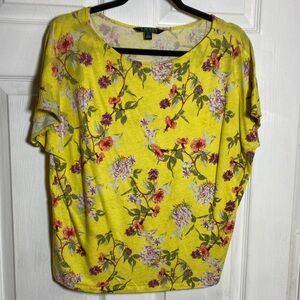 Lauren Ralph Lauren L Large Yellow Floral Blouse